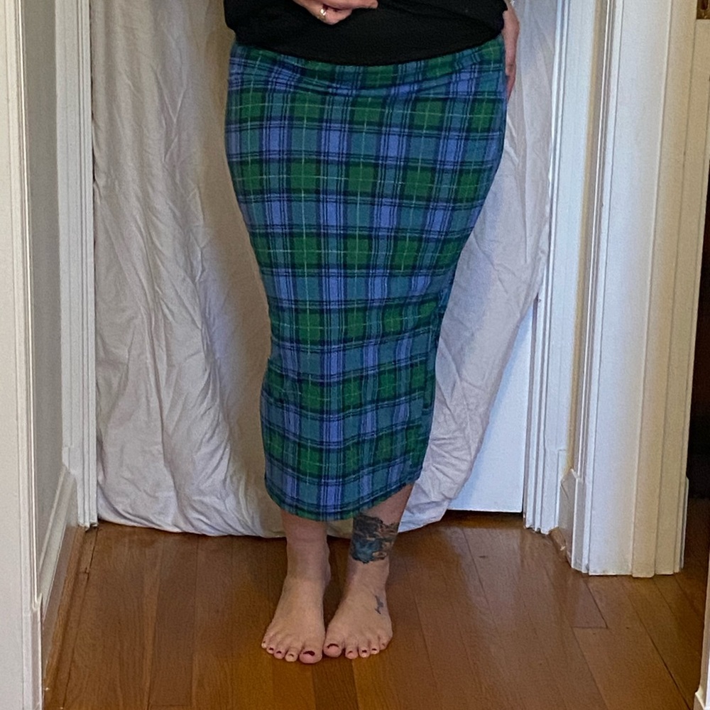 Plaid stretchy skirt